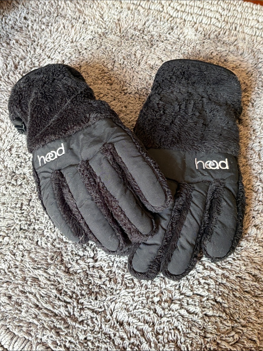 Head Black Fleece-Trim Ski Mittens-Kids M